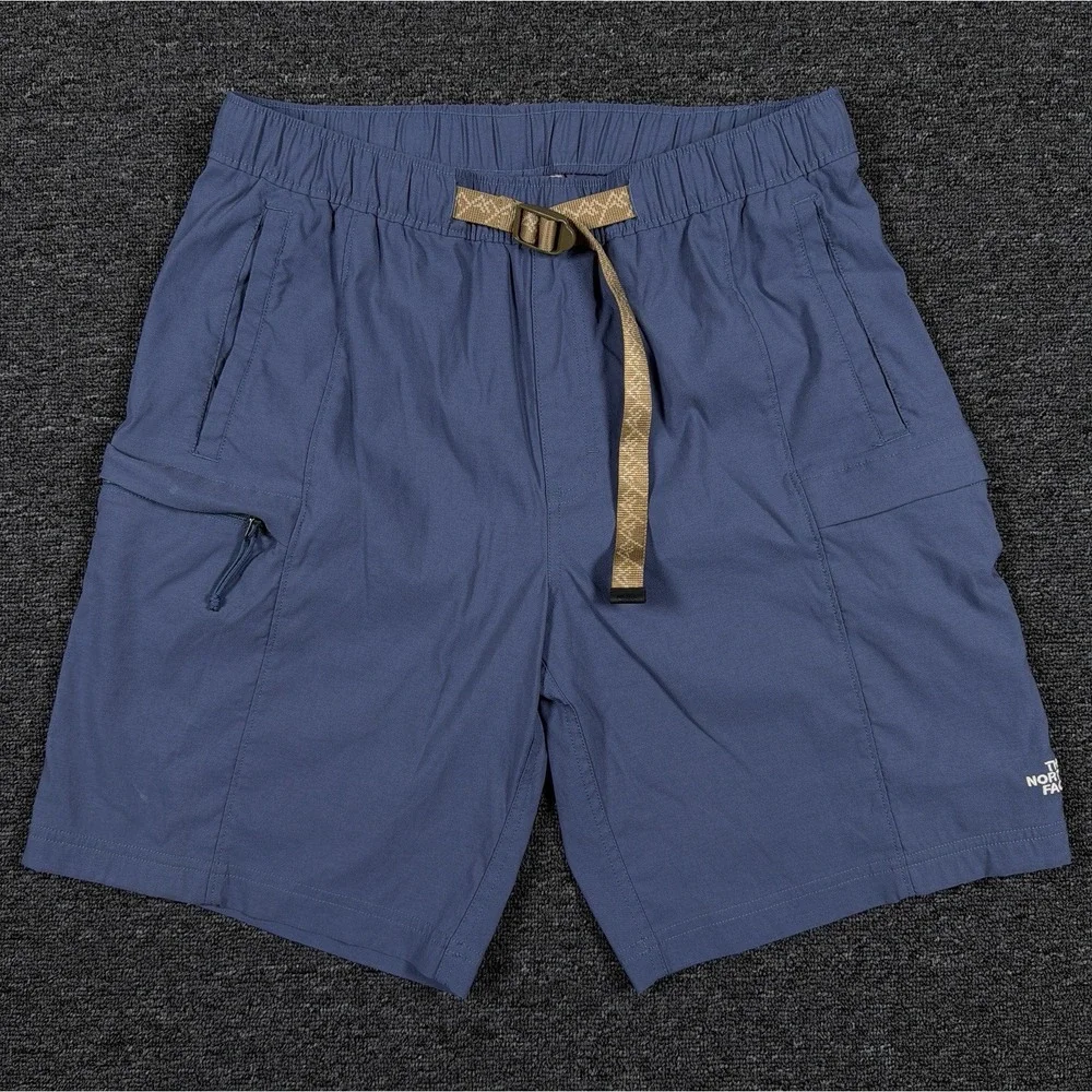 The North Face Mens Medium Long Blue Cargo Shorts Belted Stretch NF0A55V8